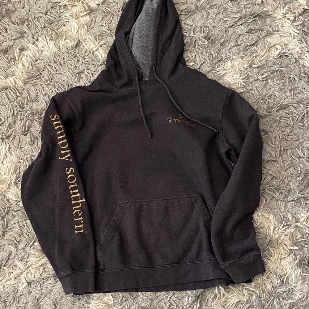Simply Southern Charcoal Hoodie with Gold Accents